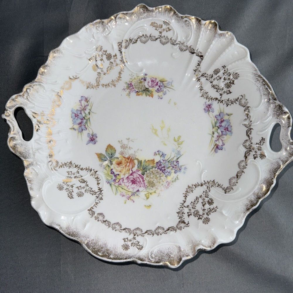 Vintage Rare C T‎ Carl Tielsch German Porcelain Hand Painted  11" Serving Bowl
